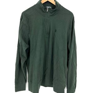 Izod Golf Men's 1/4 Zip 100% Cotton Pullover Green Size XL